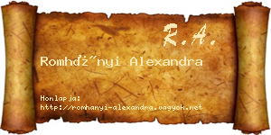 Romhányi Alexandra névjegykártya